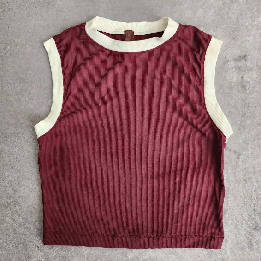 New Skims Women's Soft Lounge Scoop Neck Tank XS Maroon Multi Multicolor NWOT